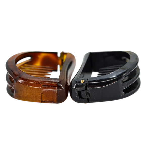 Vintage French Brevete SGDG Hinged Hair Clips - Pair Horsebit Shape - Picture 5 of 10